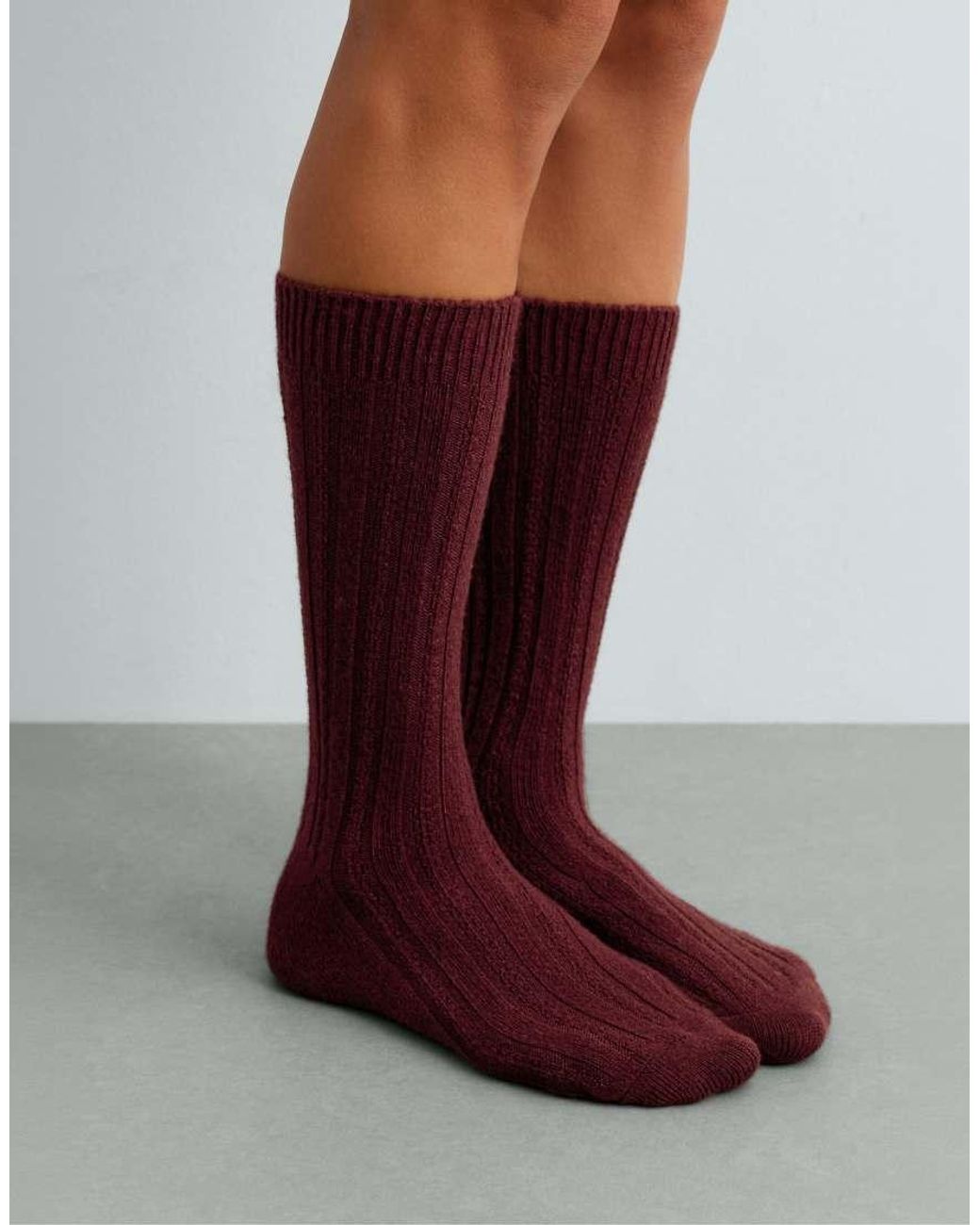 Oysho Purple Cashmere 25% Wool 11% Classic Socks