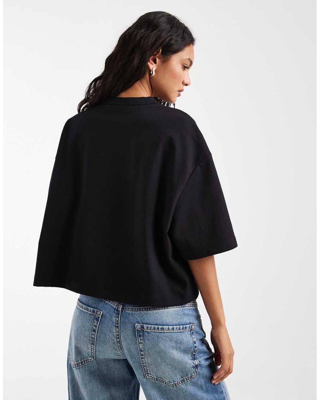 ASOS Black Breathemaxtm Interlock Boxy Cropped Short Sleeve T-shirt