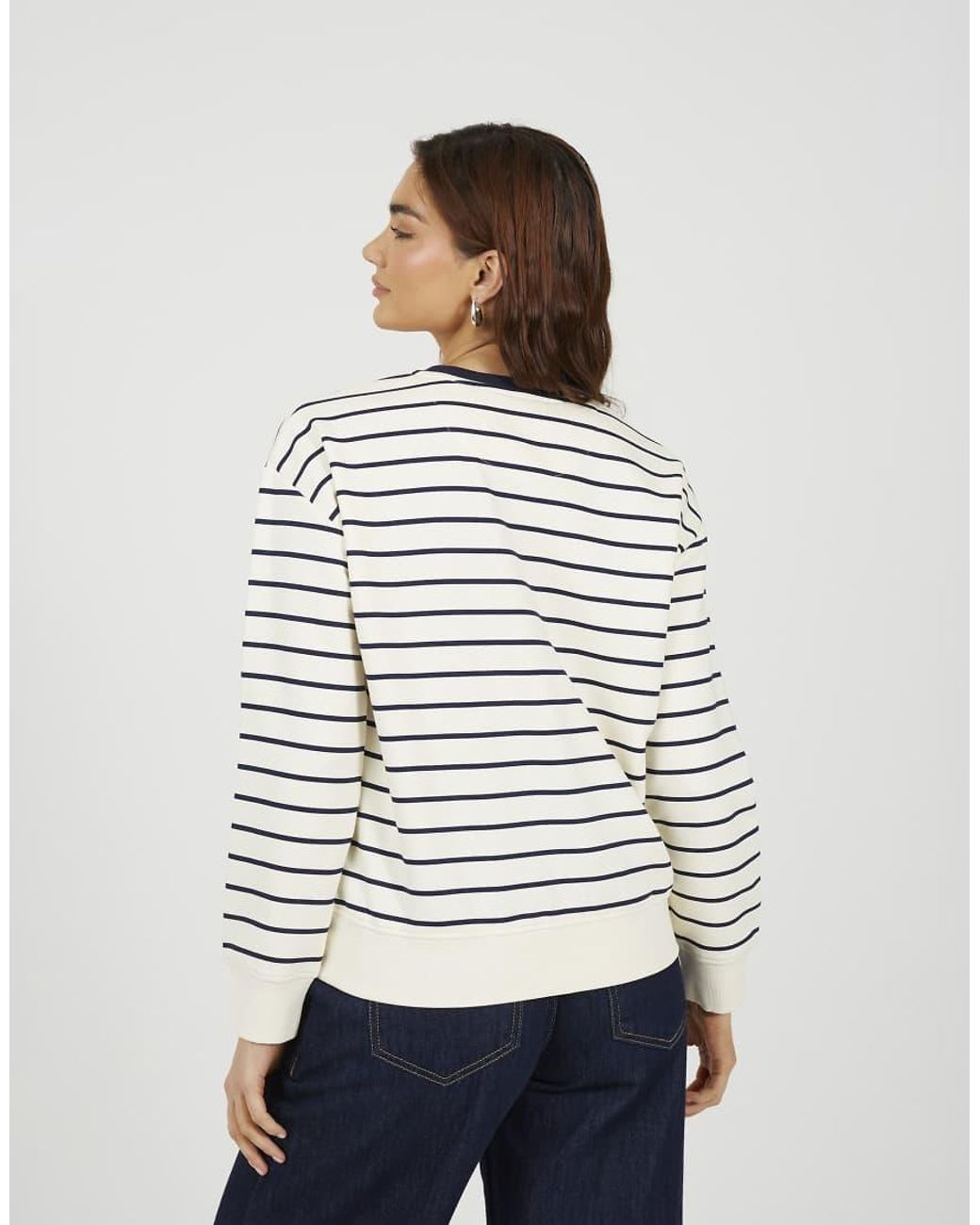 Brave Soul Gray Classic Stripe Crew Neck Sweatshirt