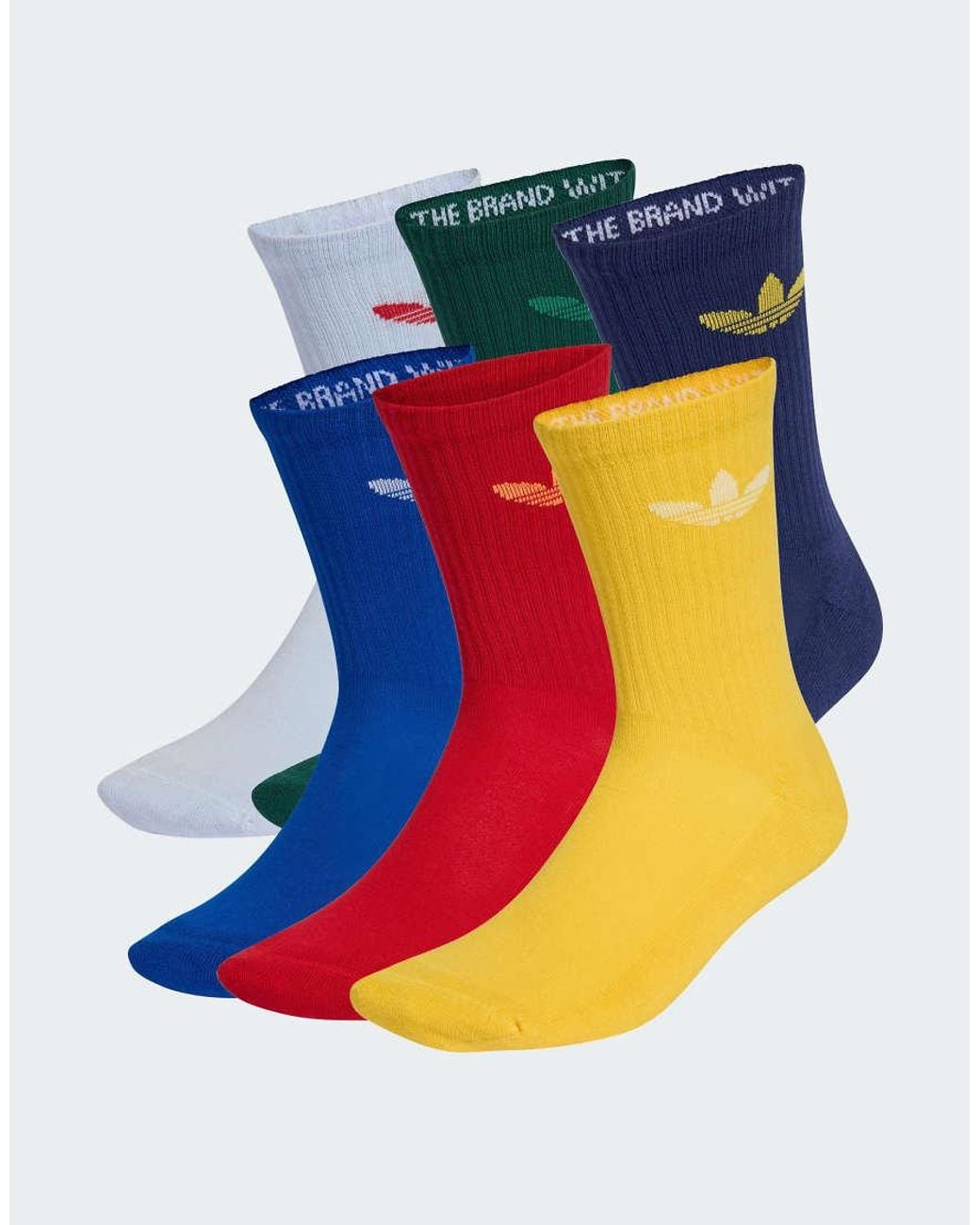 Adidas Originals Blue Trefoil Cushion Crew Socks 6 Pairs