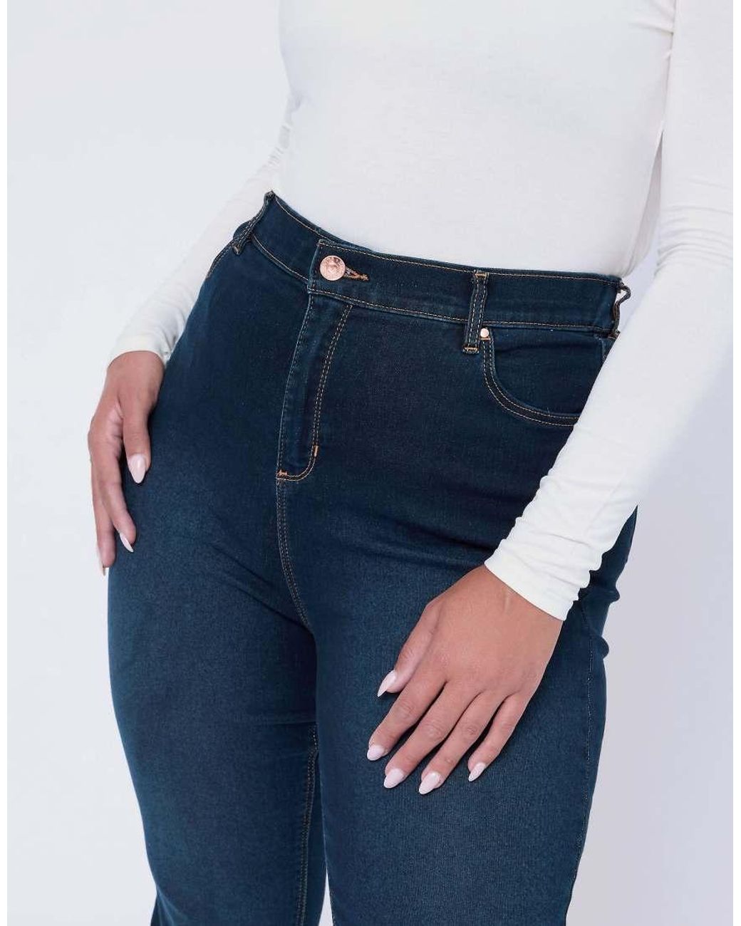 Yours Clothing Blue Bootcut Stretch Jeans