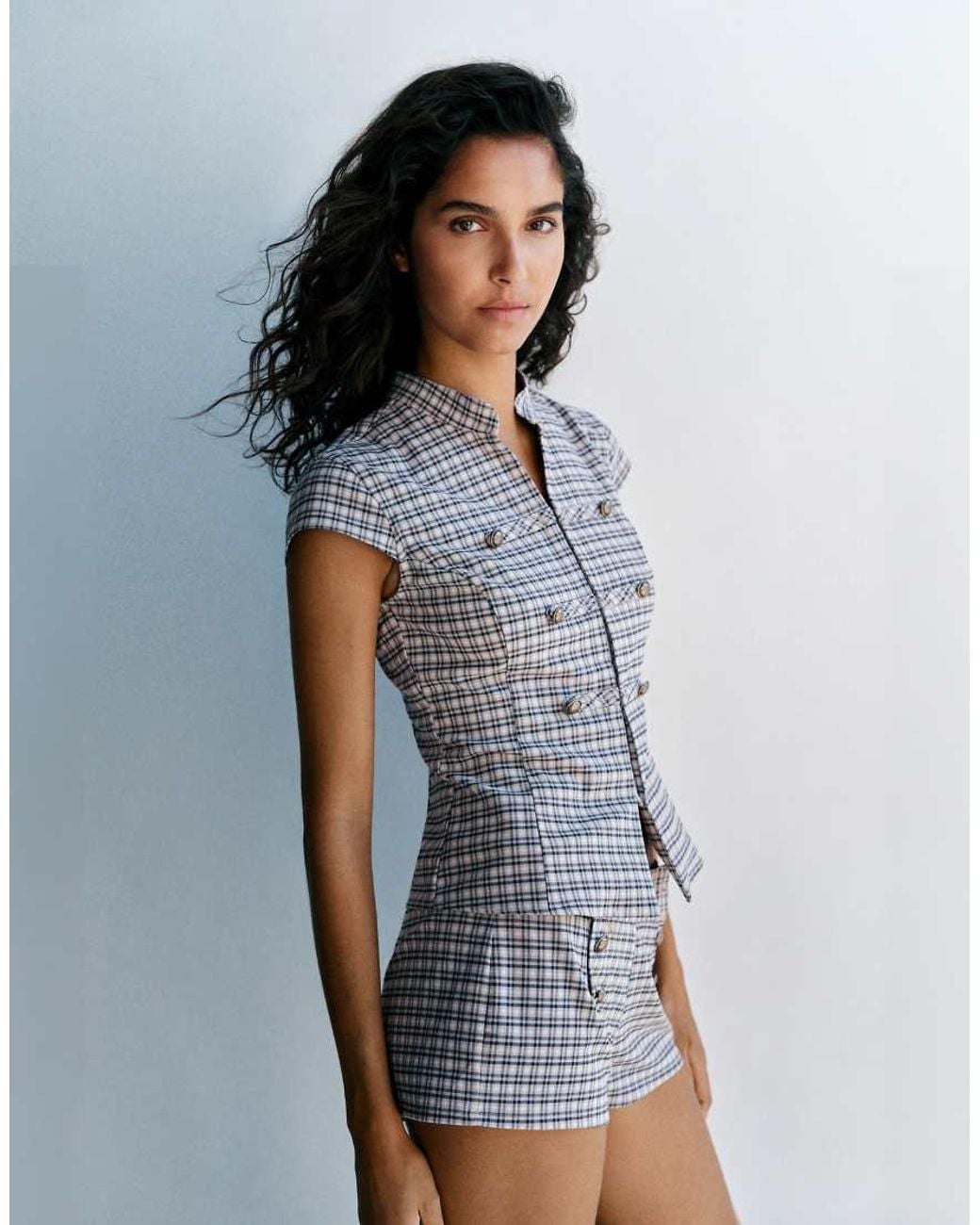 Pull&Bear Multicolor Check Shirt With Frog Fastenings
