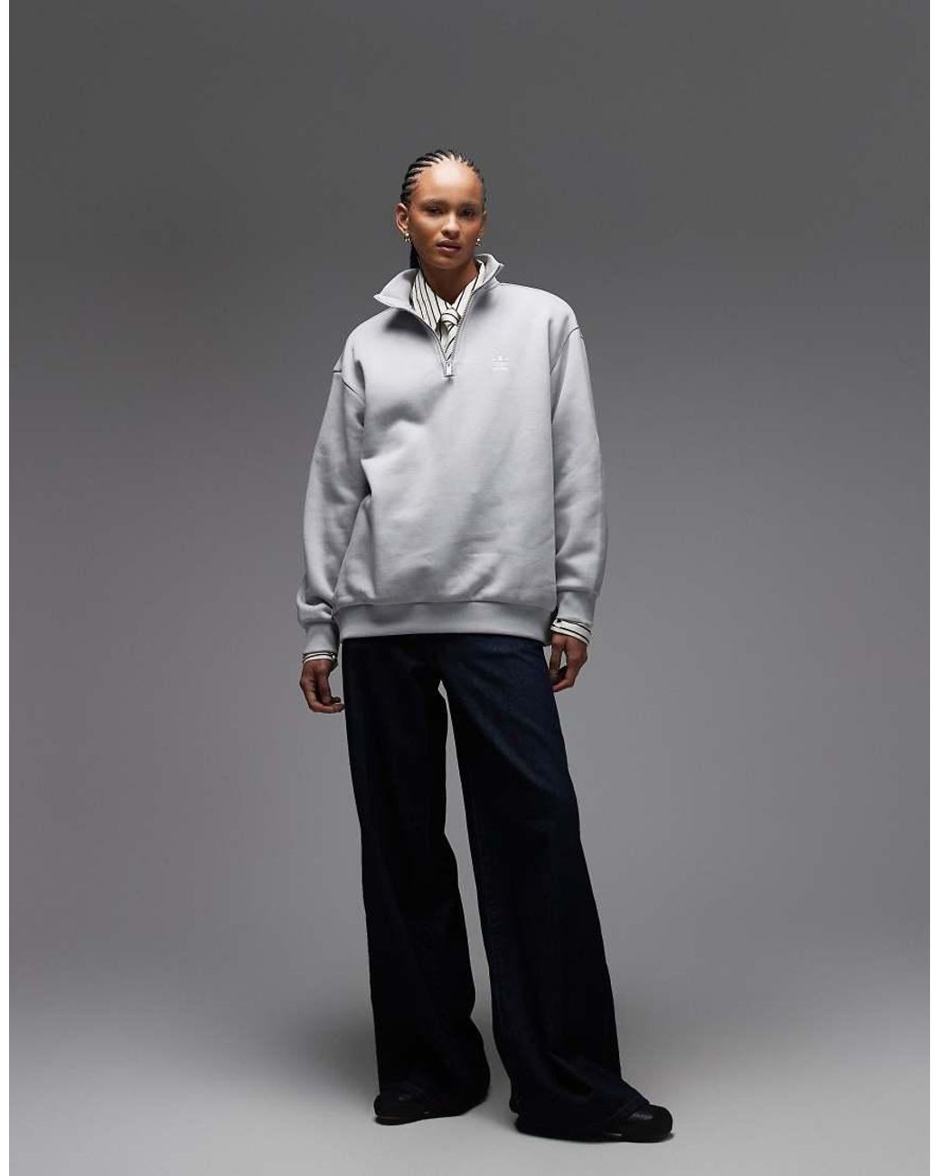 Adidas Originals Gray Essentials Half Zip Sweatshirt