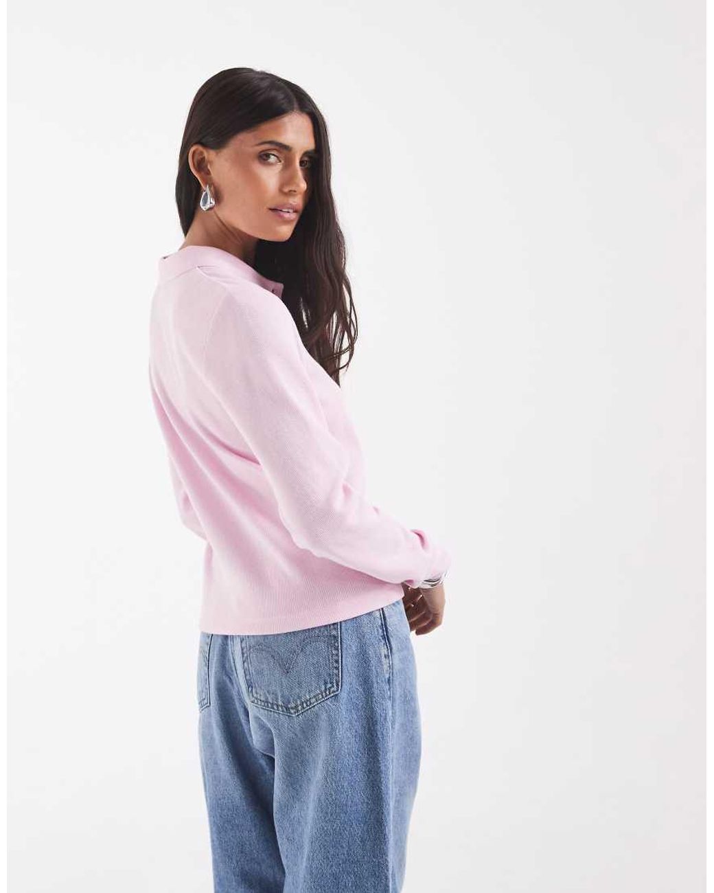 JJXX Pink Long Sleeve Polo Top