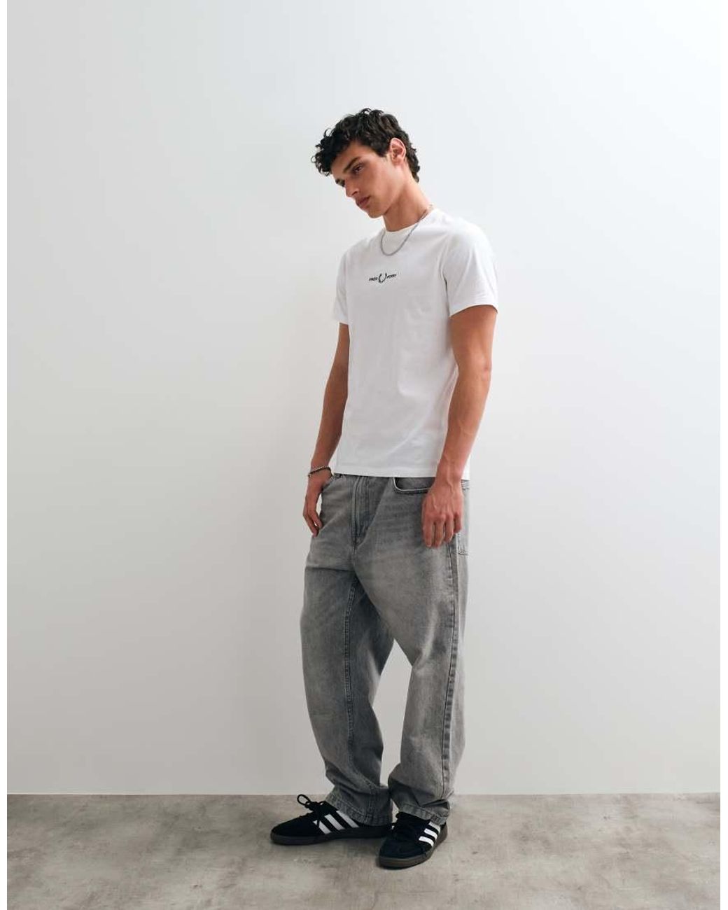 Fred Perry White Embroidered Logo T-Shirt for men