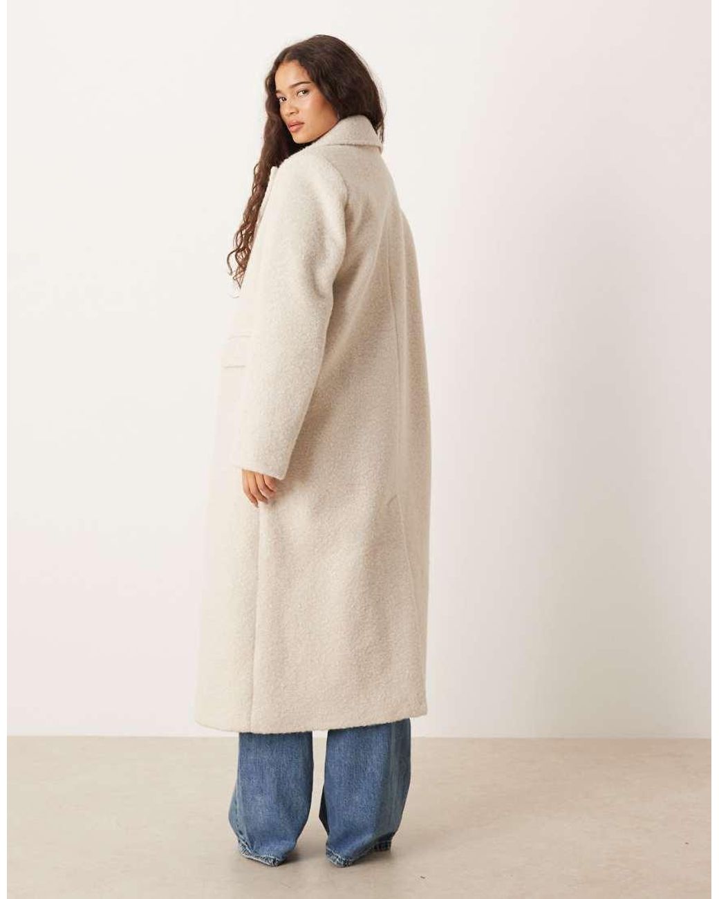 Gina Tricot Natural Long Boucle Midi Coat
