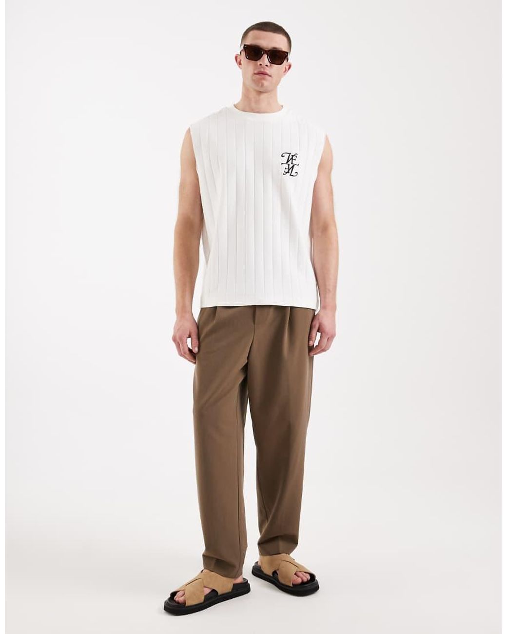 ASOS White Heavyweight Oversized Tank With Chest Graphic for men