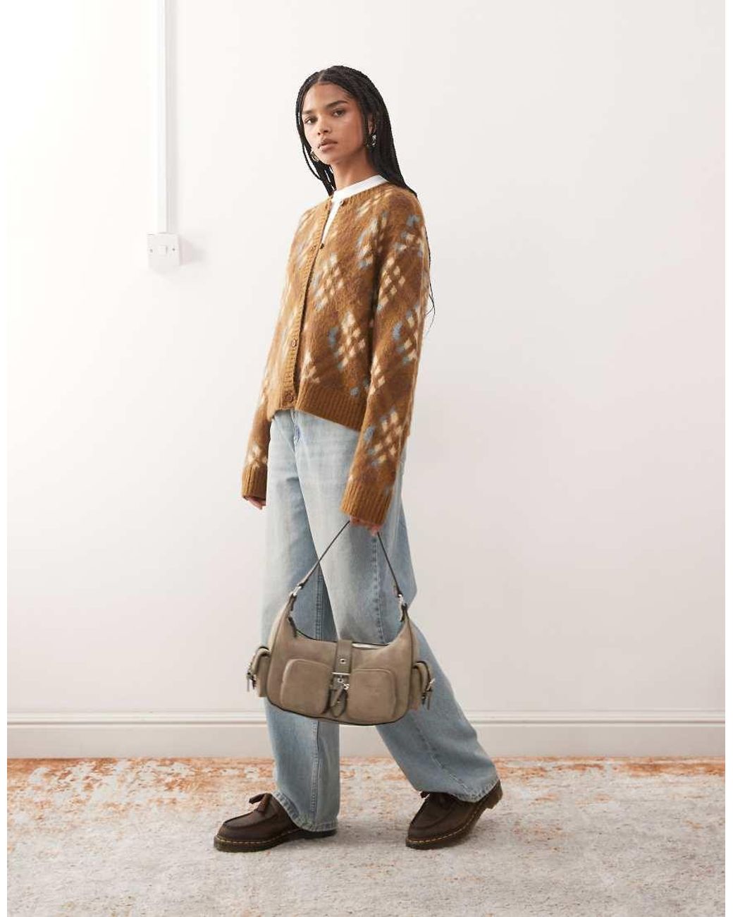 Reclaimed Vintage Natural Fluffy Knit Cardigan