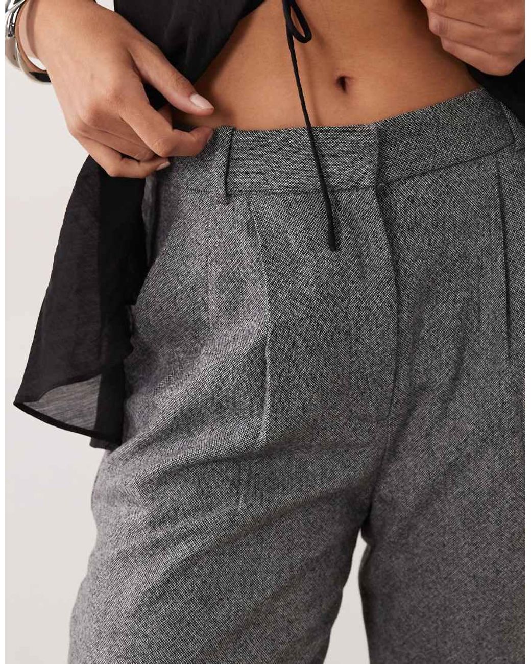 Abercrombie & Fitch Black Sloane Wool Blend Pleated Wide Leg Trousers