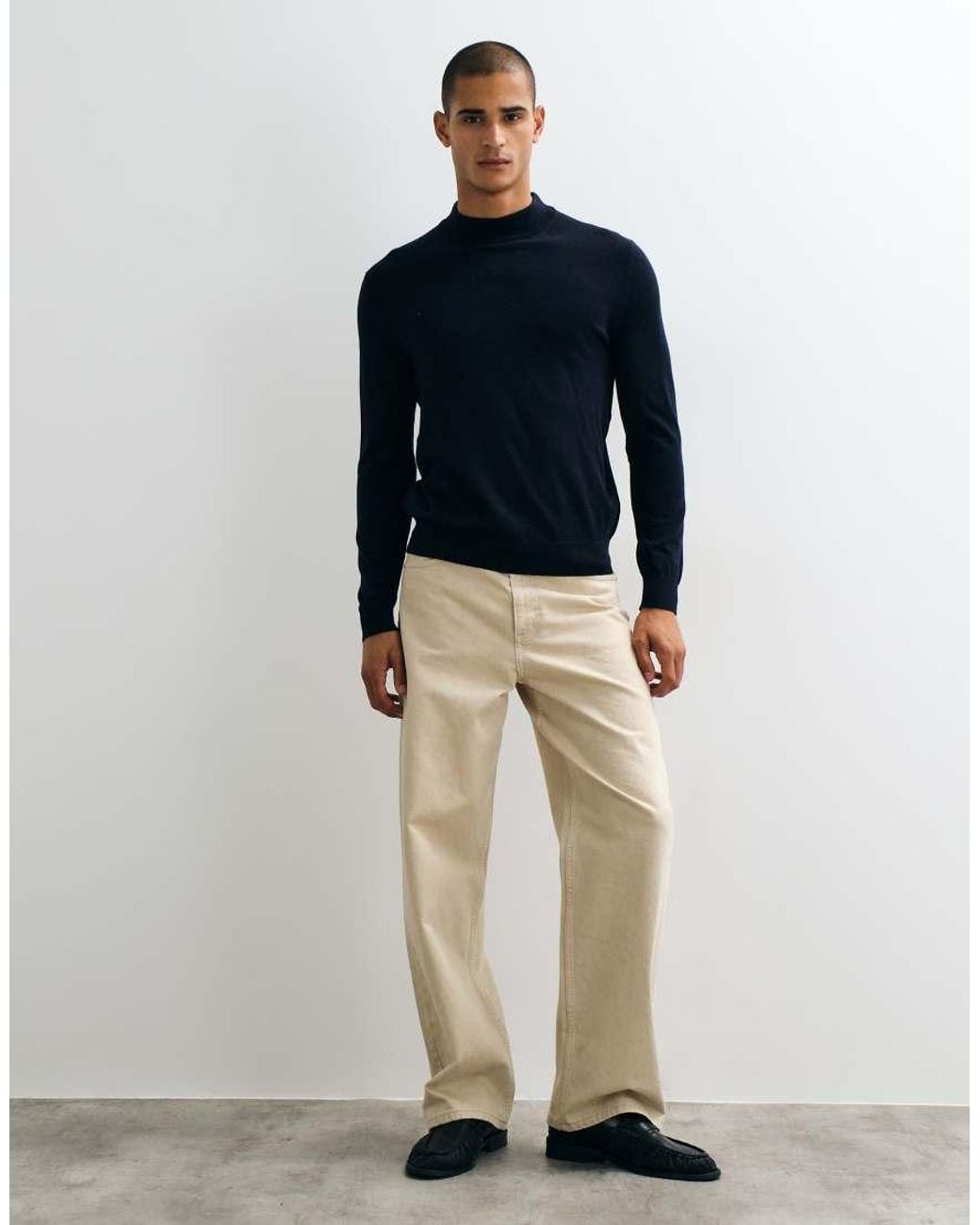 Mango Blue High Neck Knit Sweater for men