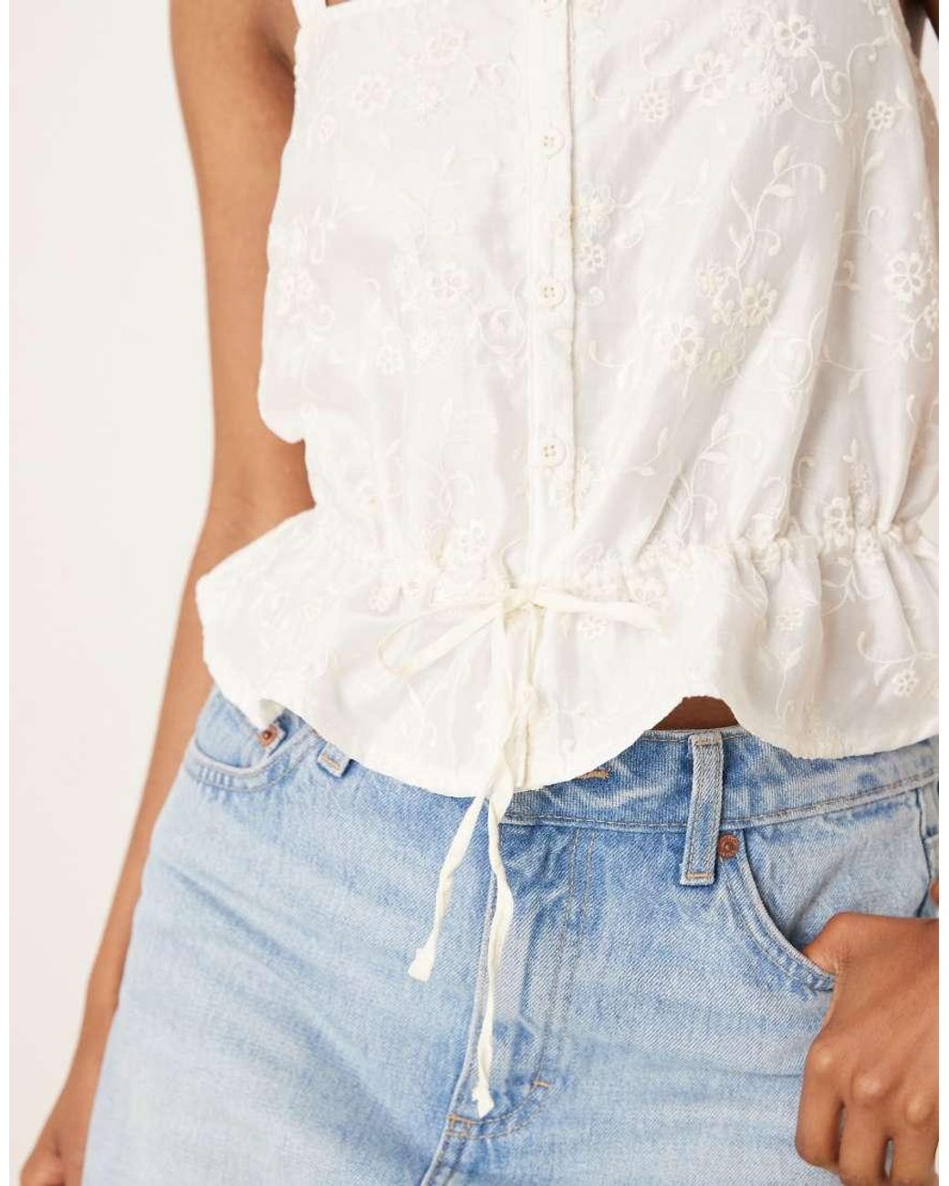 Motel White Zaraku Flocked Floral Cami Top