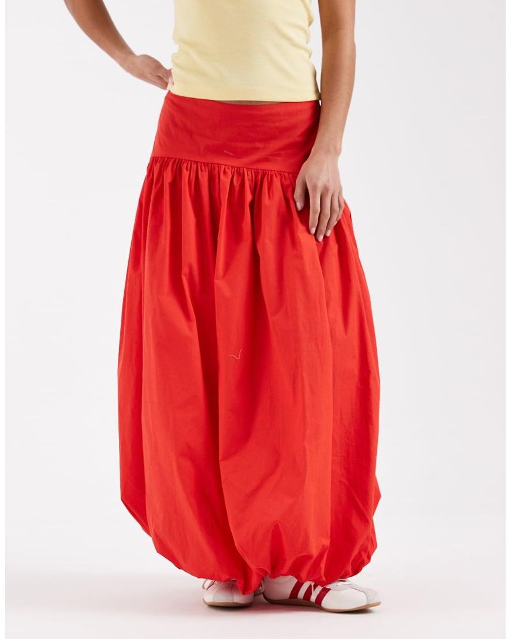 ASOS Red Asos Design Petite Dropped Waist Bubble Maxi Skirt