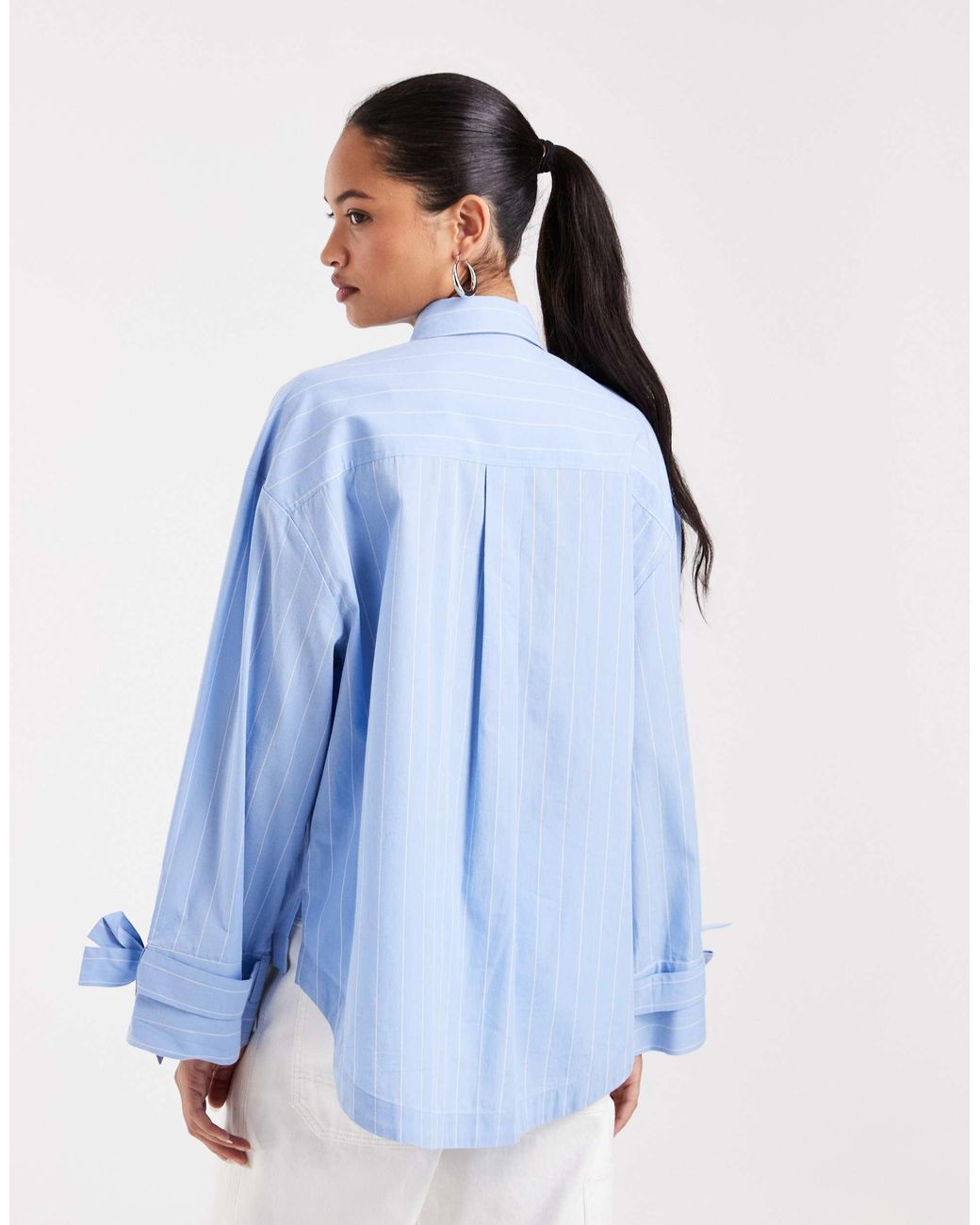 ASOS Blue Oversize-hemd mit bindemanschetten