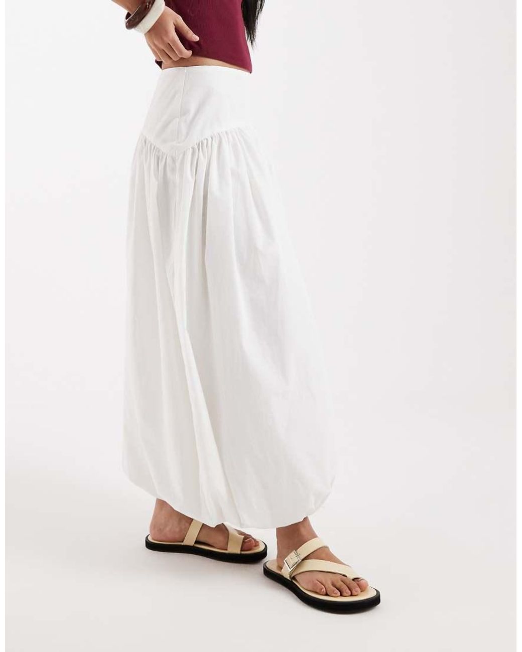 ASOS White Dropped Waist Bubble Maxi Skirt