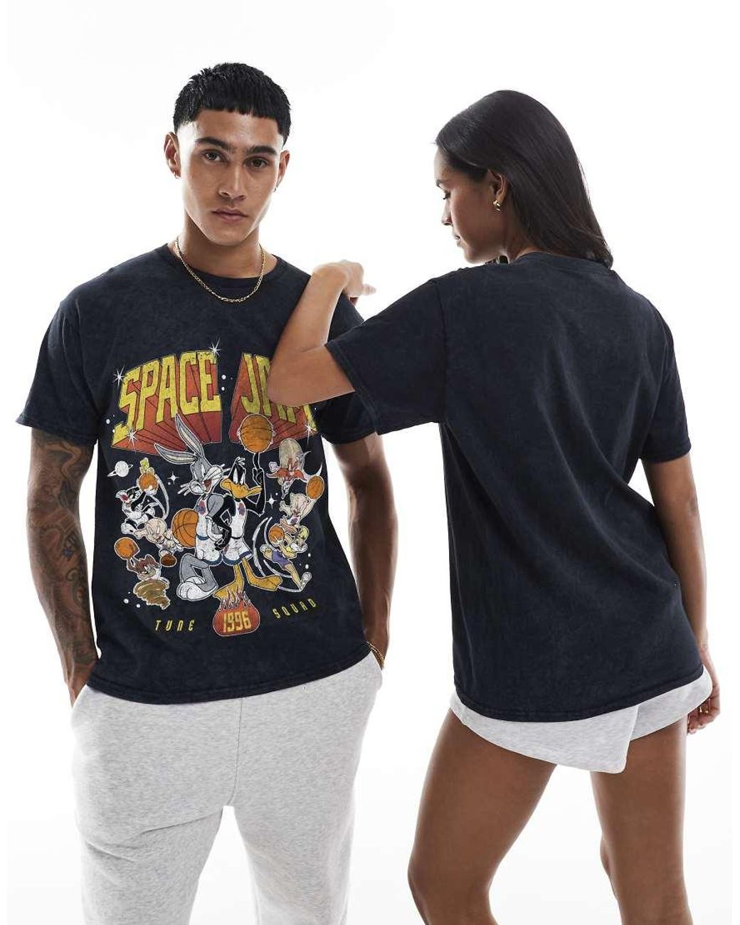 PRNT Black Space Jam 1996 Tune Squad Relaxed T-Shirt