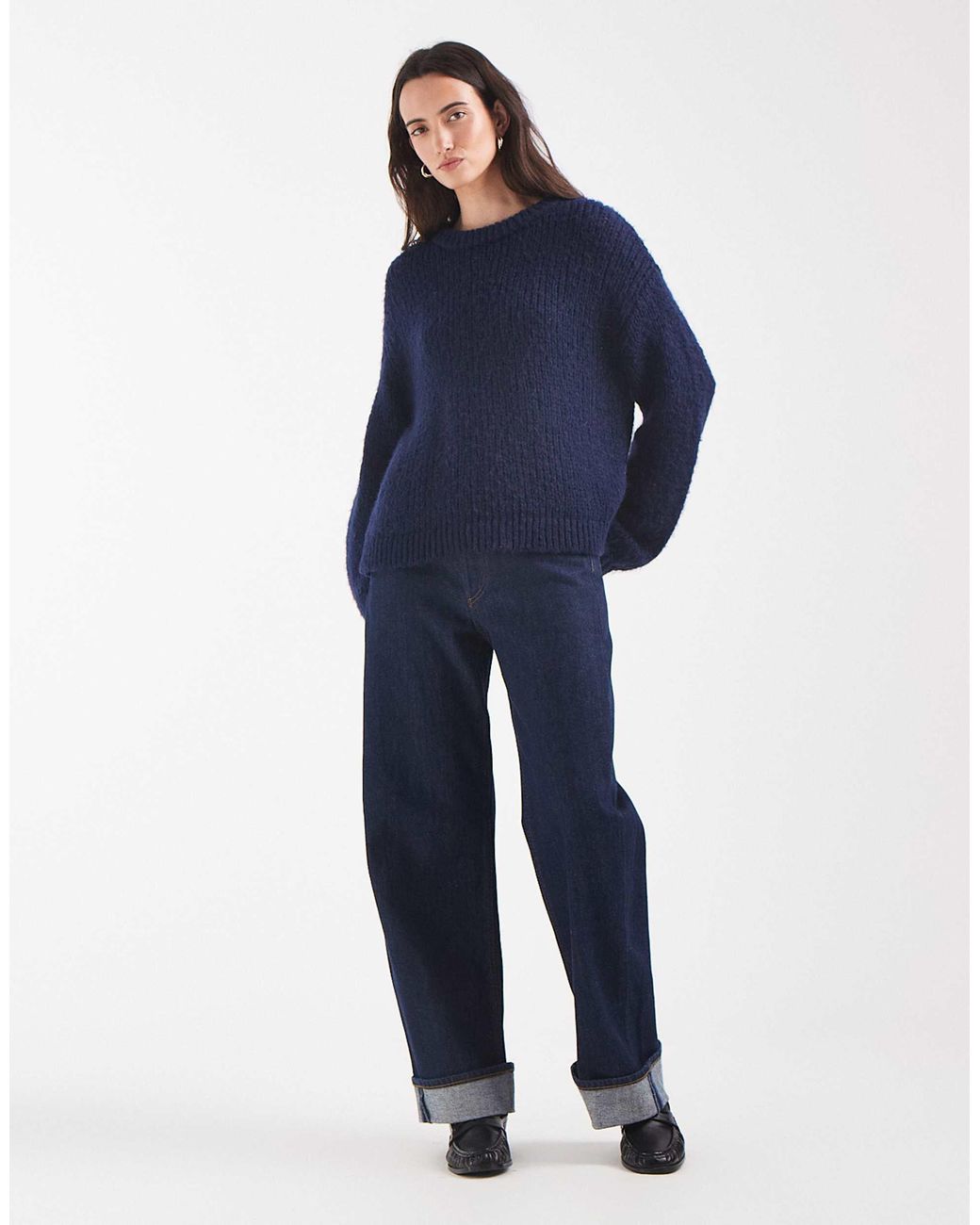 Pieces Blue Grob gestrickter pullover