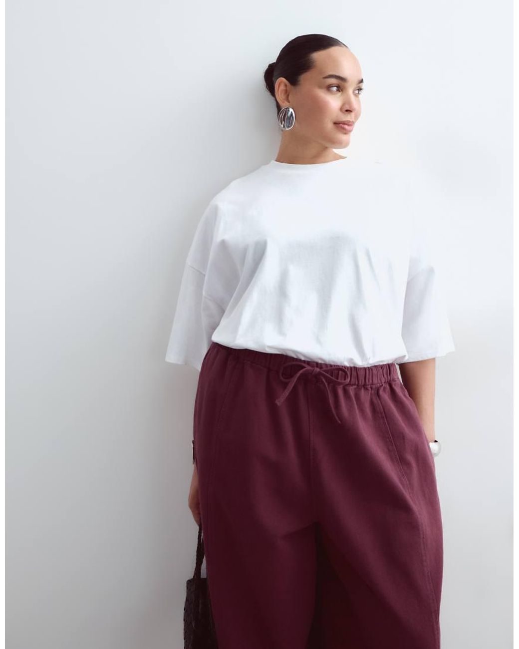 ARRANGE White Curve Willa Elasticated Waist Drawstring Trousers