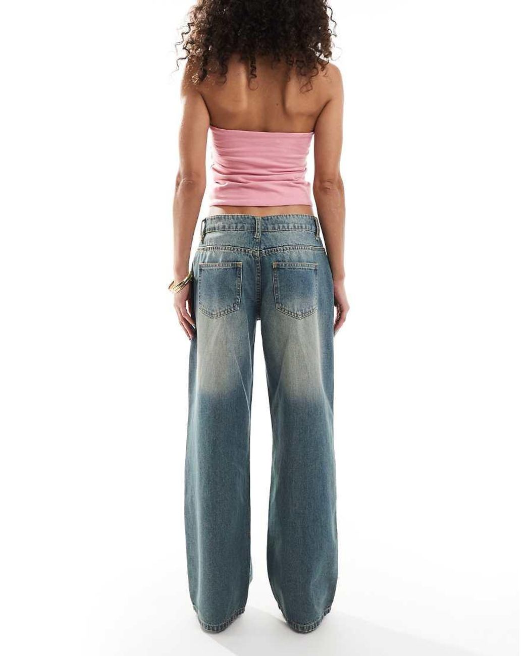 Daisy Street Blue Roomy Low Rise Jeans