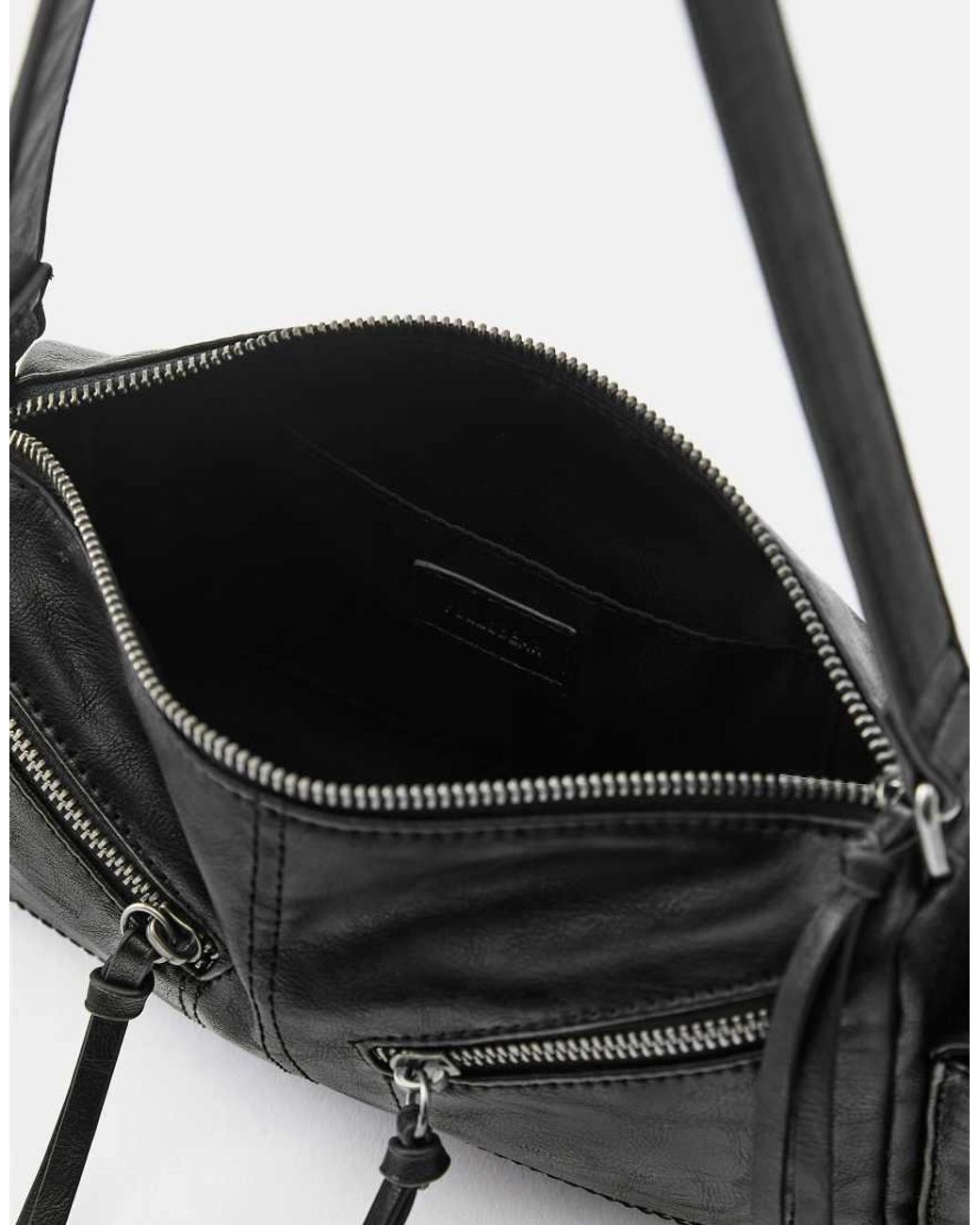 Pull&Bear Black Shoulder Bag With Zip Details