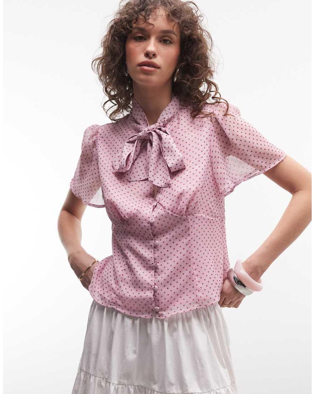 Reclaimed Vintage Pink Bow Blouse