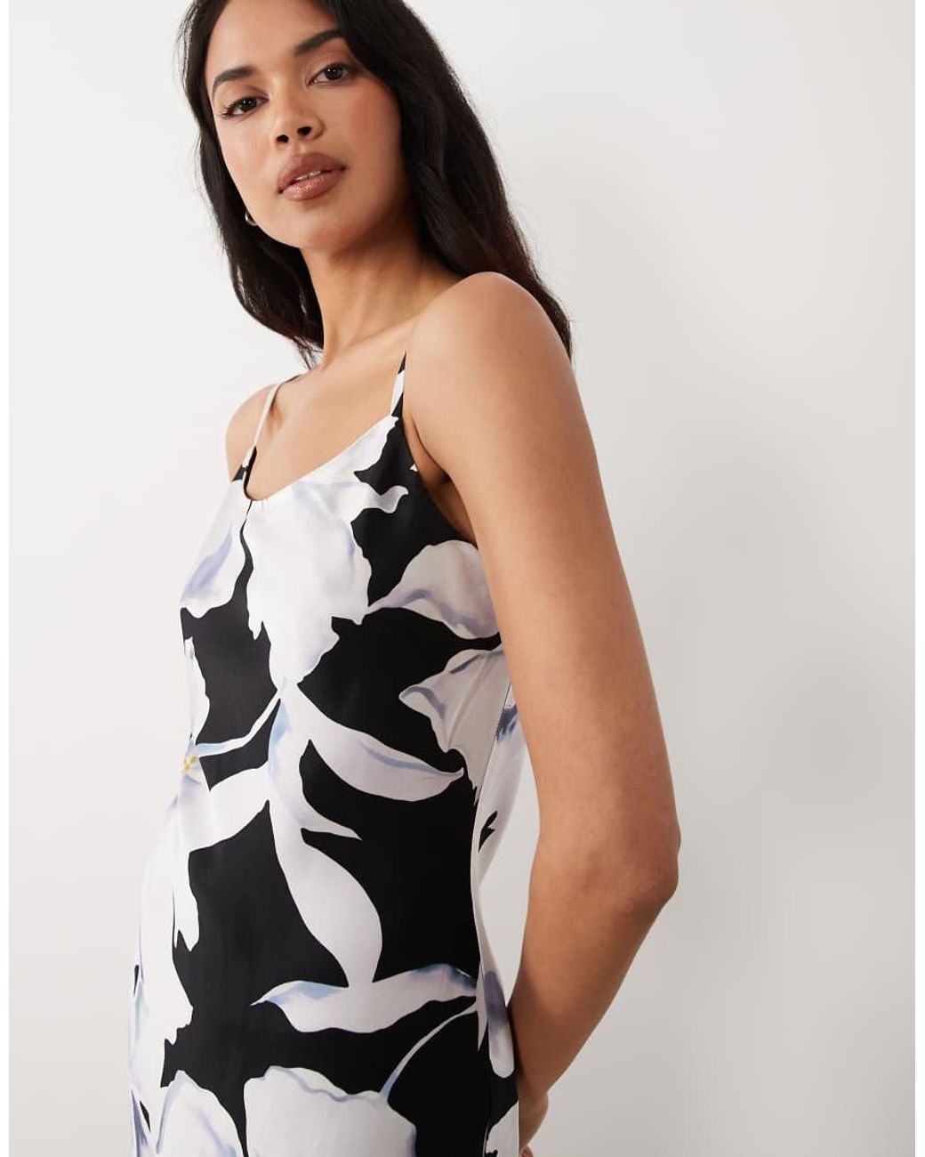 Forever New Blue Satin Scoop Neck Cami Slip Maxi Dress