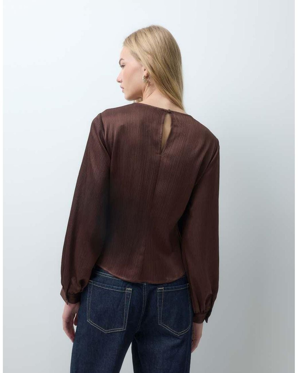 Vero Moda Brown Satin Wrap Front Blouse With Tie
