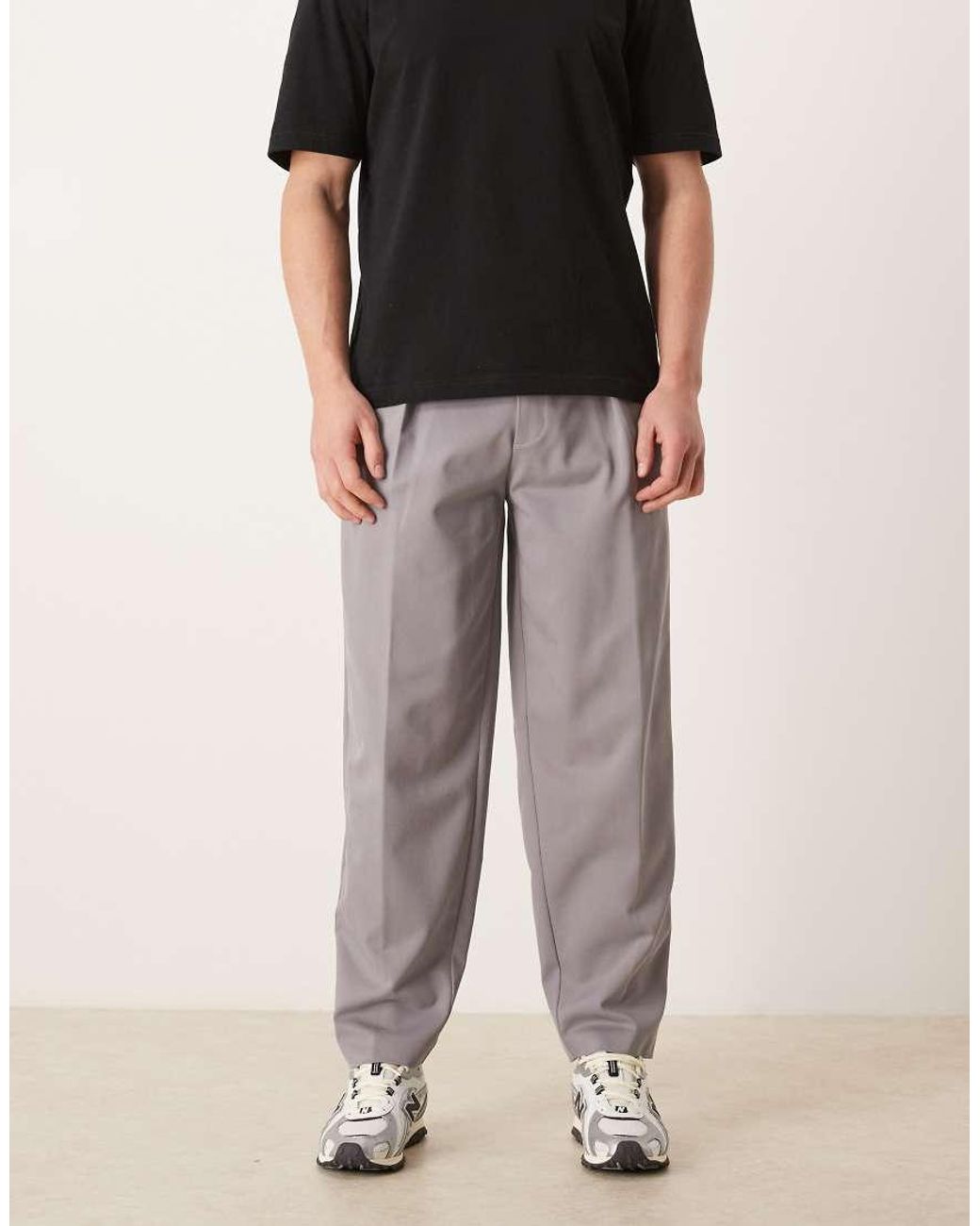 ASOS Gray Smart Oversized Tapered Pants for men