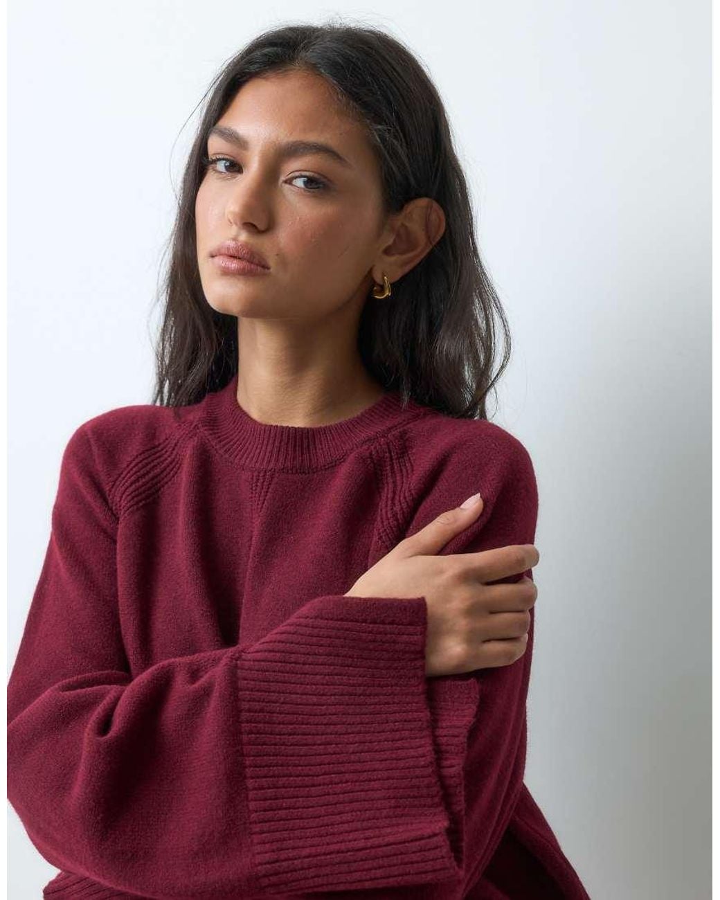 ASOS Red Knitted Jumper With Raglan Detail