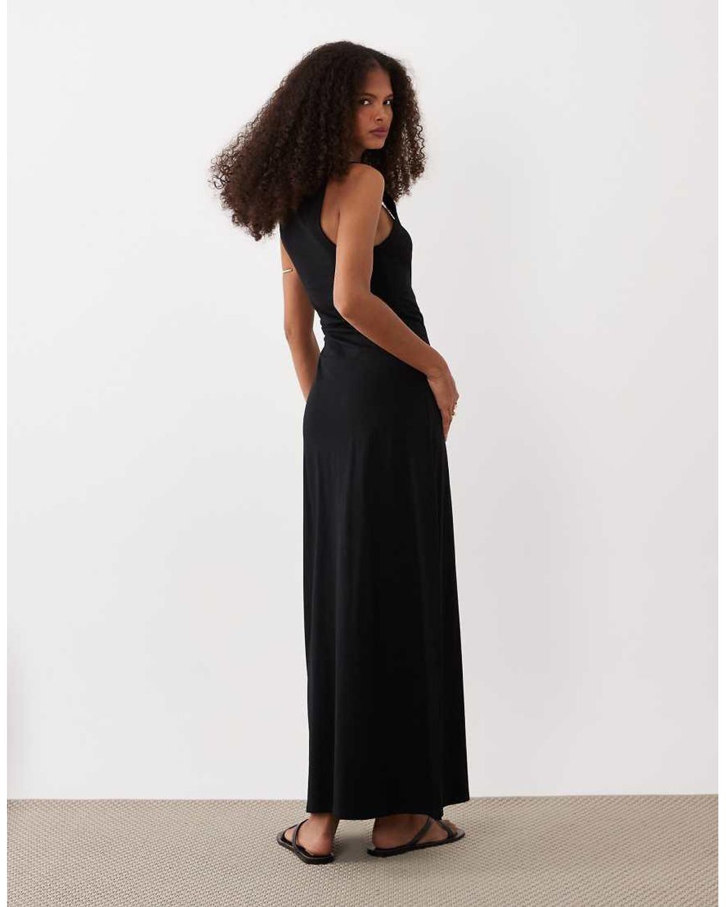 ASOS Black Scoop Neck Maxi Dress