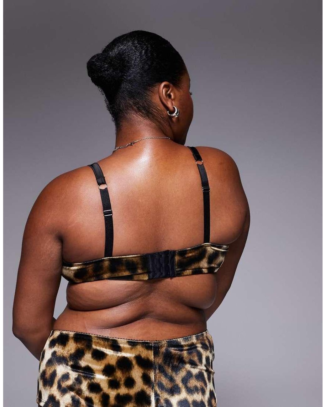 ASOS Brown Asos Design Curve Kora Leopard Velvet Underwired Balcony Bra