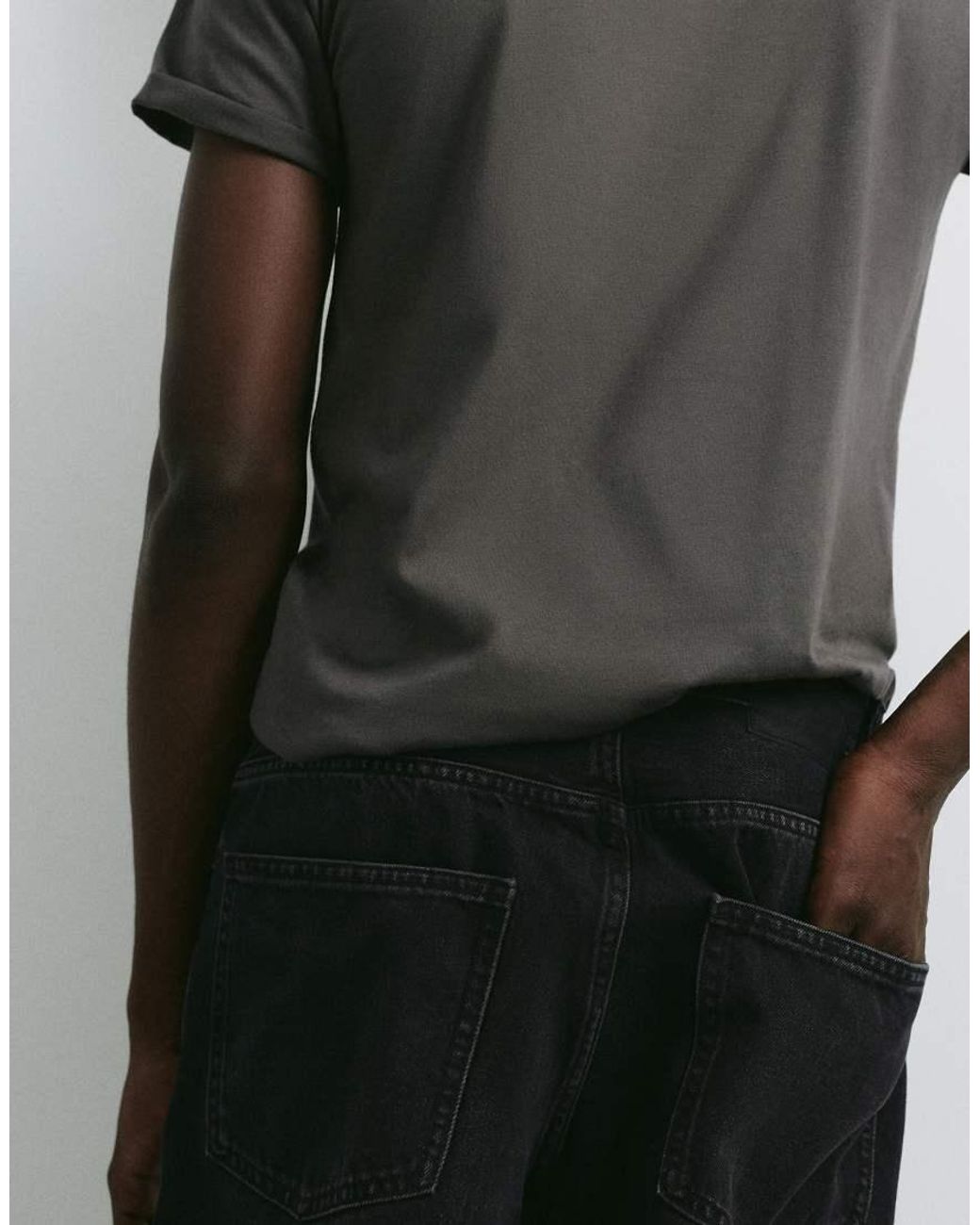 Pull&Bear Black Baggy Jeans for men