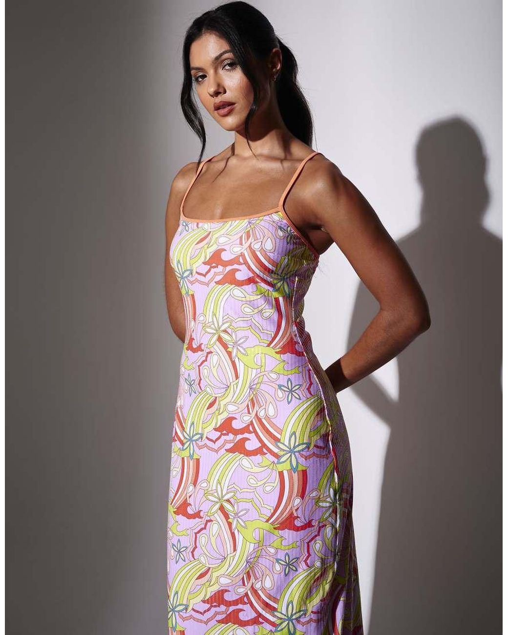 South Beach Multicolor Retro Printed Sequin Maxi Dress