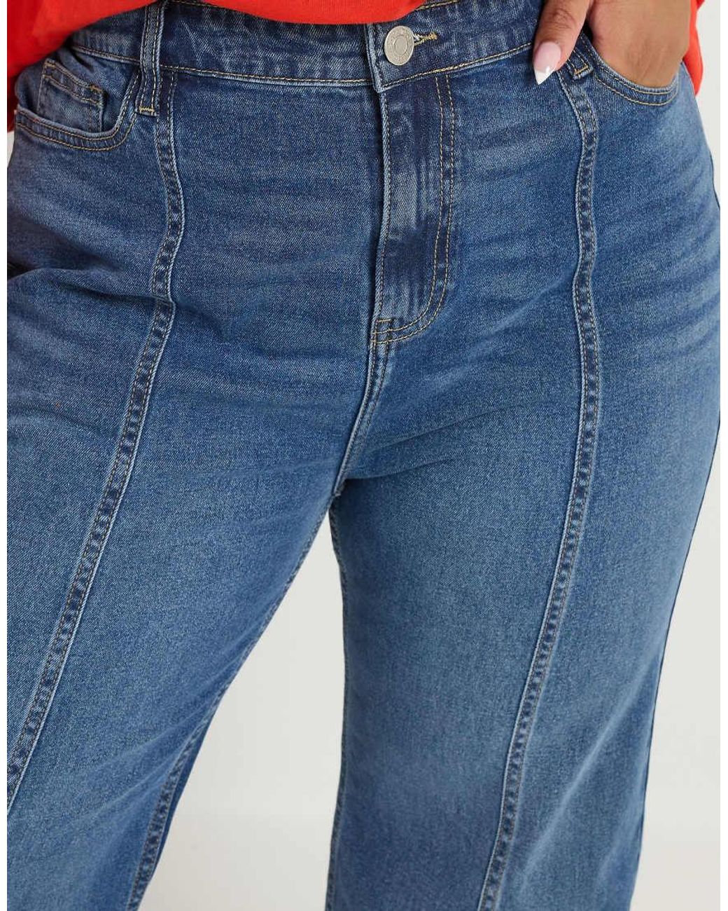 Yours Clothing Blue Front Seam Wide Leg Jeans