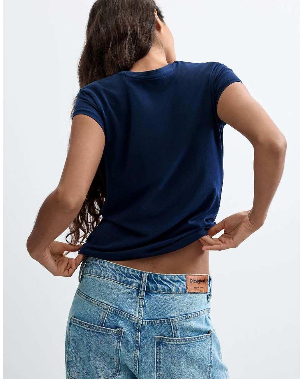Desigual Blue Floral Print T-Shirt