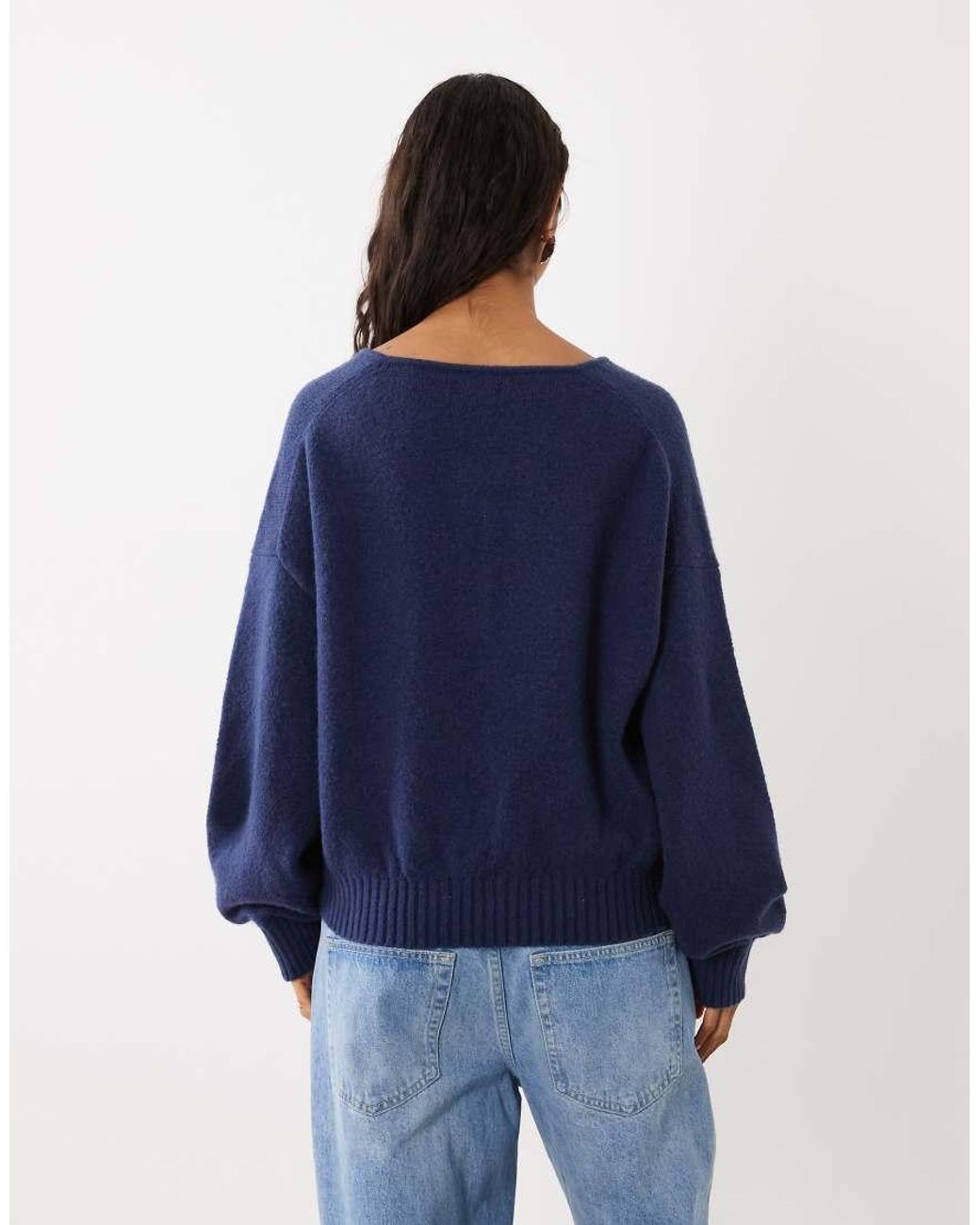 Abercrombie & Fitch Blue Knitted Henley Jumper