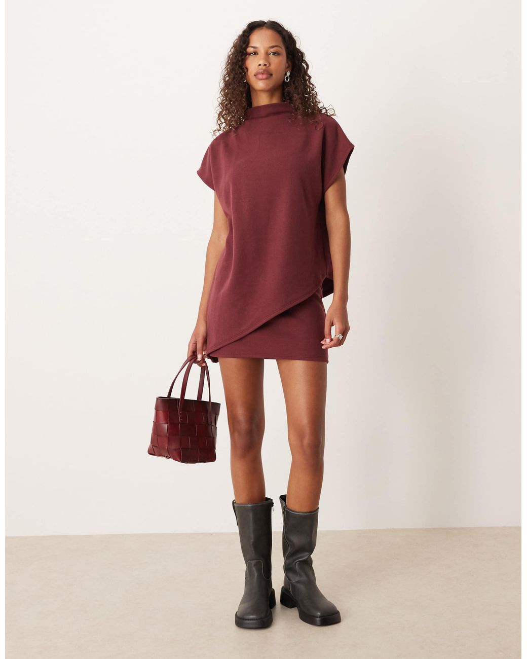 ASOS Supersoft Sleeveless Cape Double Layer Mini Dress in Red | Lyst