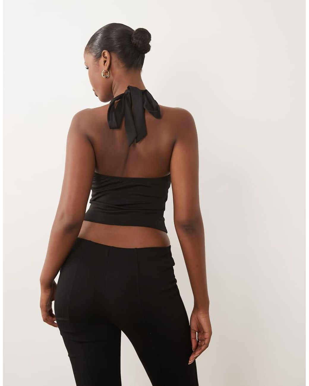 The Frolic Black Exclusive Slinky Plunge Halterneck Top
