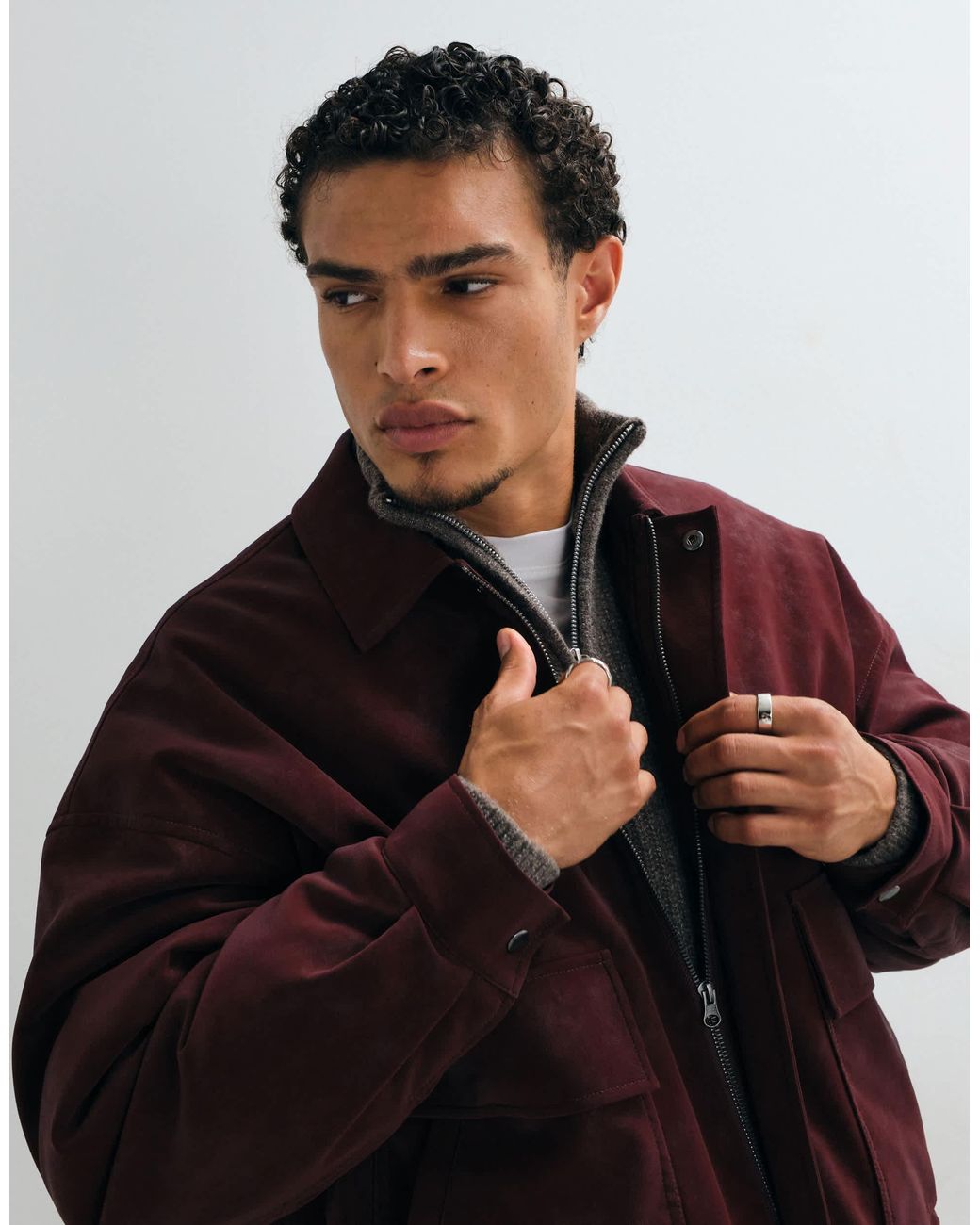 Bomber en daim ASOS pour homme en coloris Red