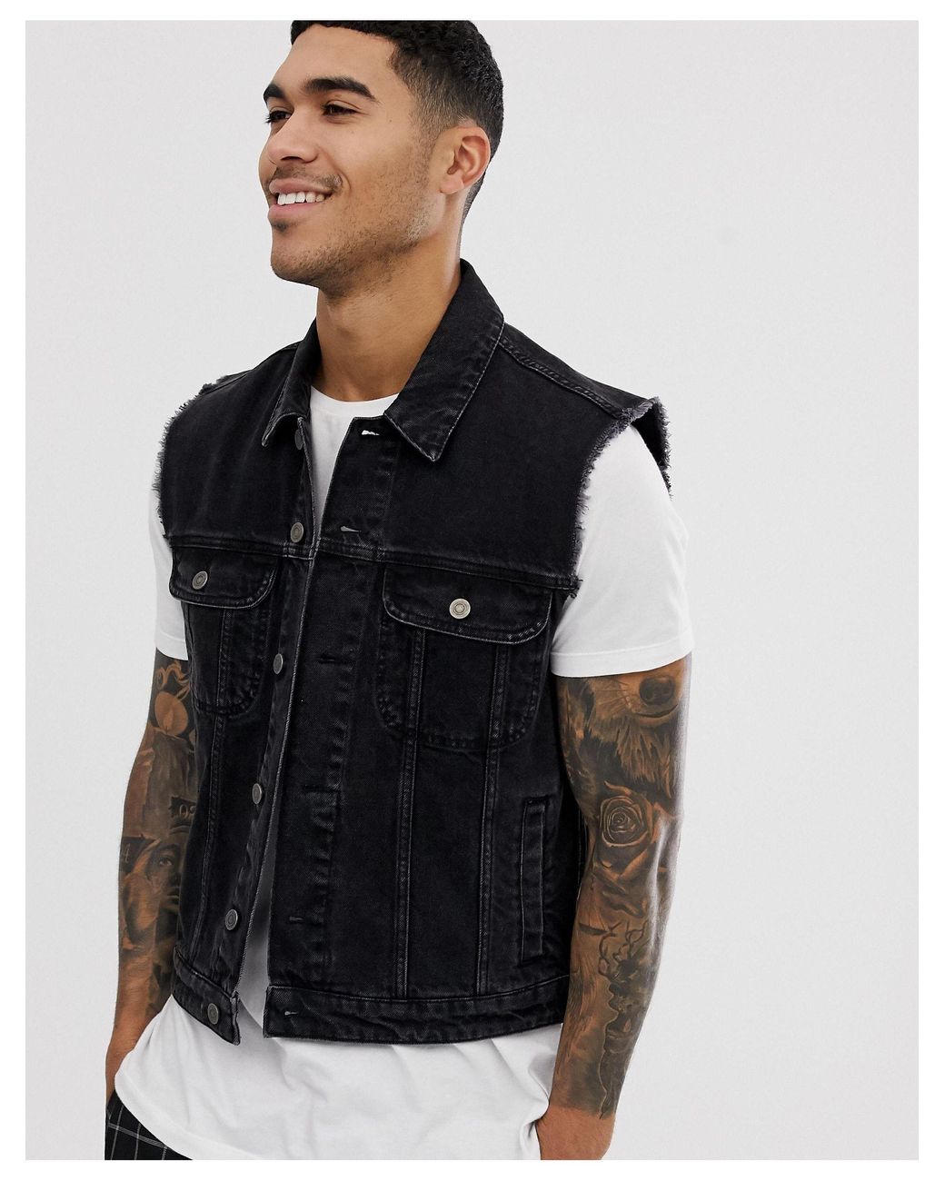 Mens cut hotsell off denim jacket