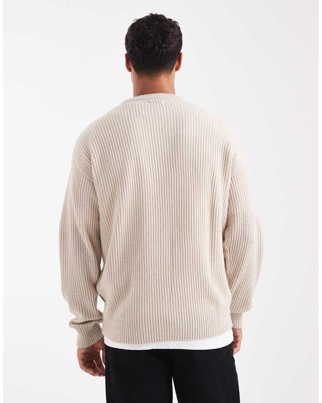 JJ Rebel Natural Oversized Textured Jumper for men