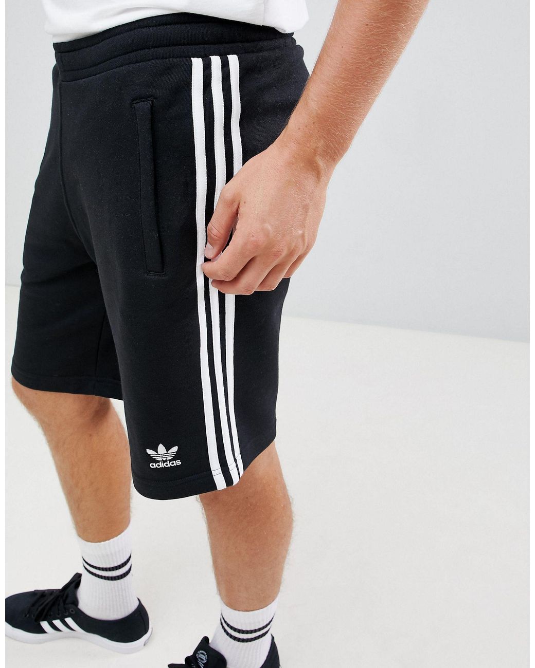 adidas 3 stripe shorts black