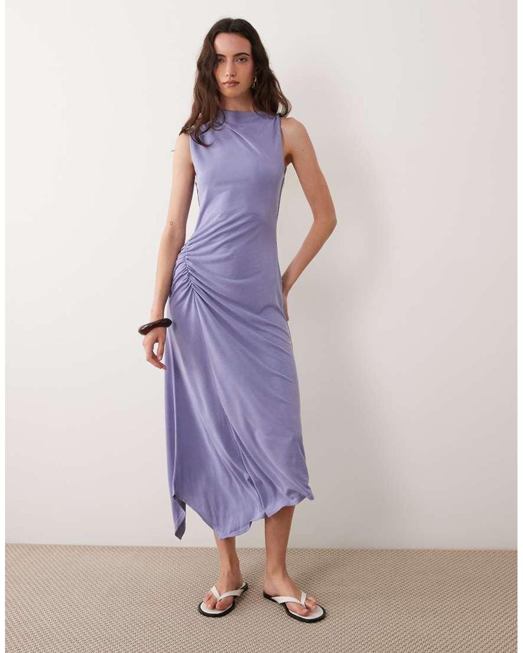 ASOS Purple Asym Slash Modal Midi Dress