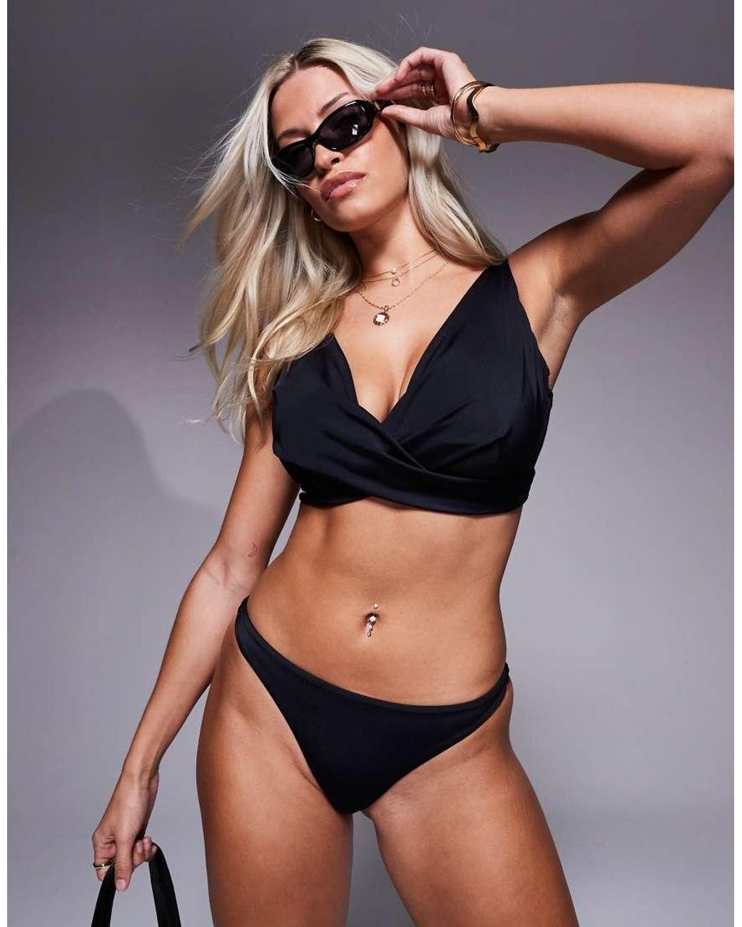ASOS Black Fuller Bust Maya Mix And Match Underwired Wrap Bikini Top