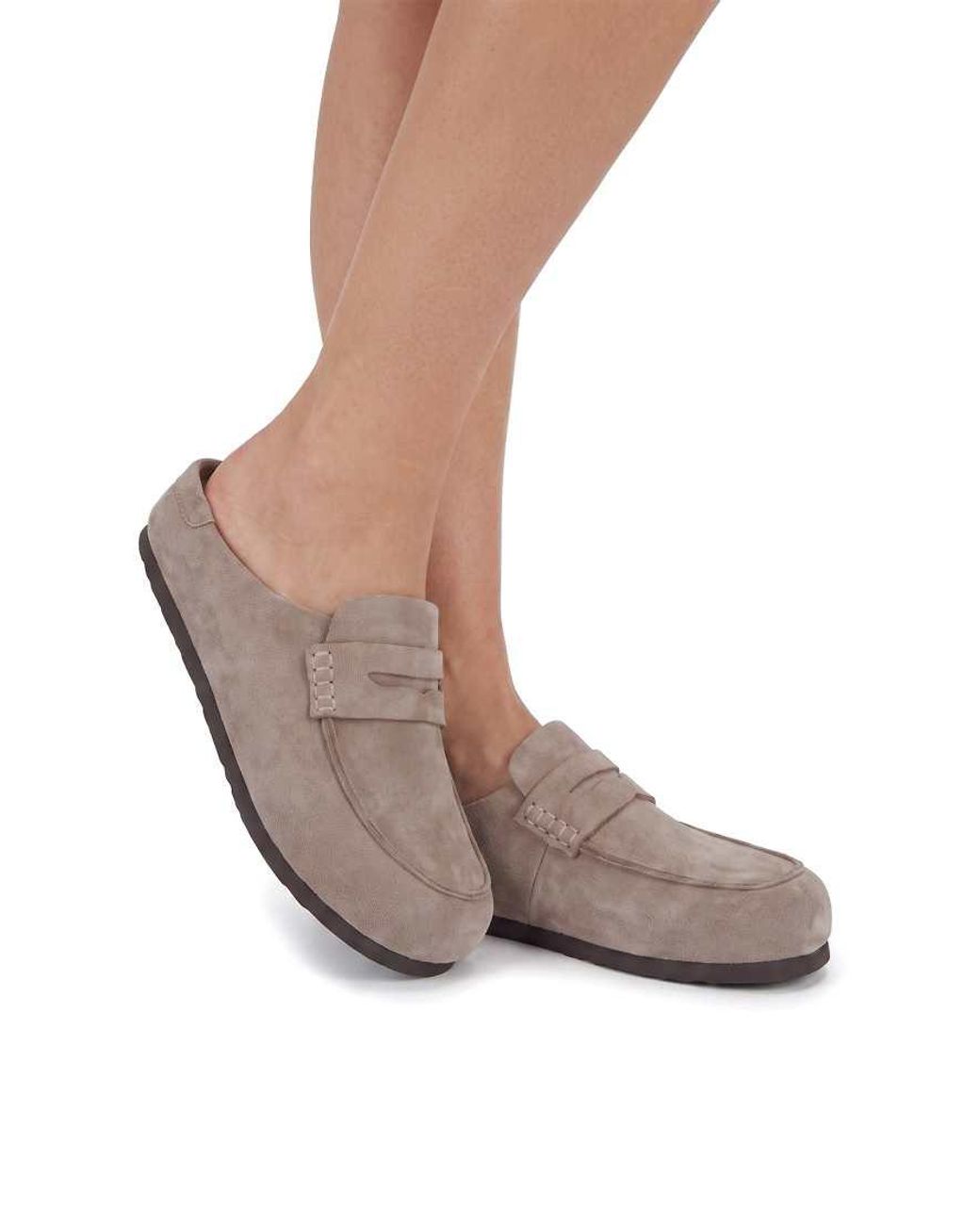 SEQWL White Flat Backless Loafer Clogs Slip On Mule Shoes