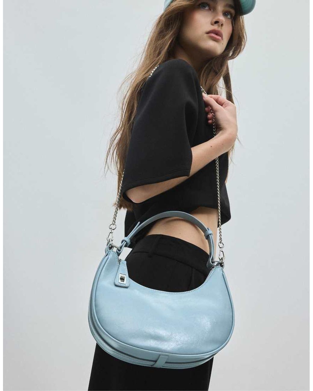 Stradivarius Blue Shoulder Bag With Chain