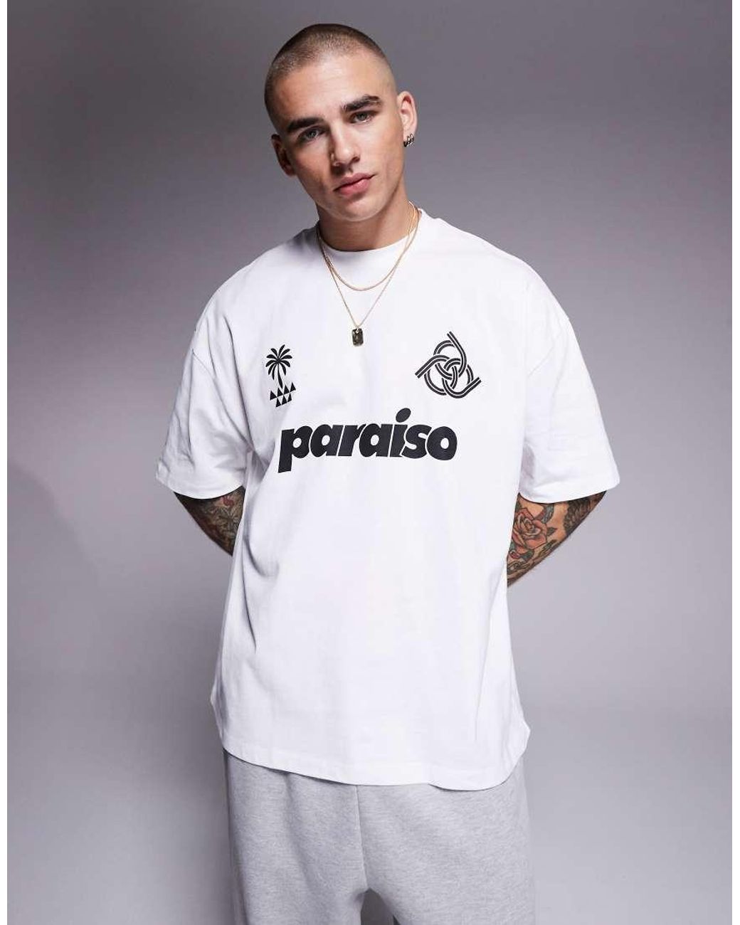 ASOS White Oversized T-shirt With Football Print for men