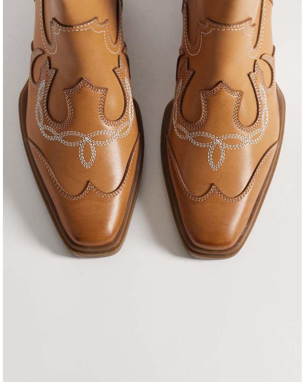 ASOS Brown Western Boots With Cuban Heels for men