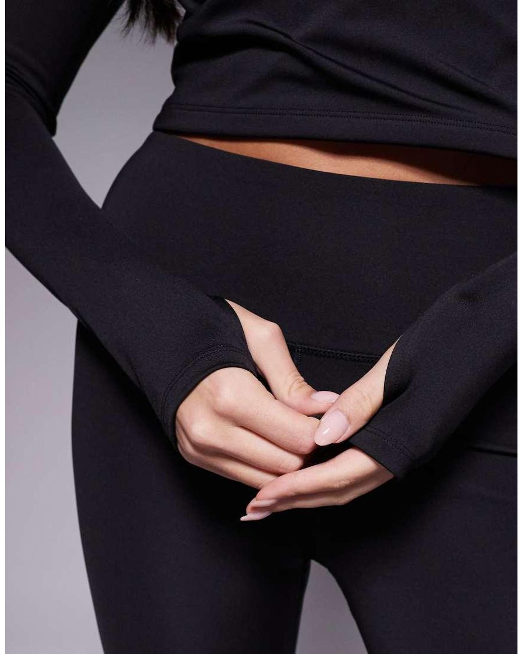 4505 Black Active Wrap V Neck Long Sleeve Top