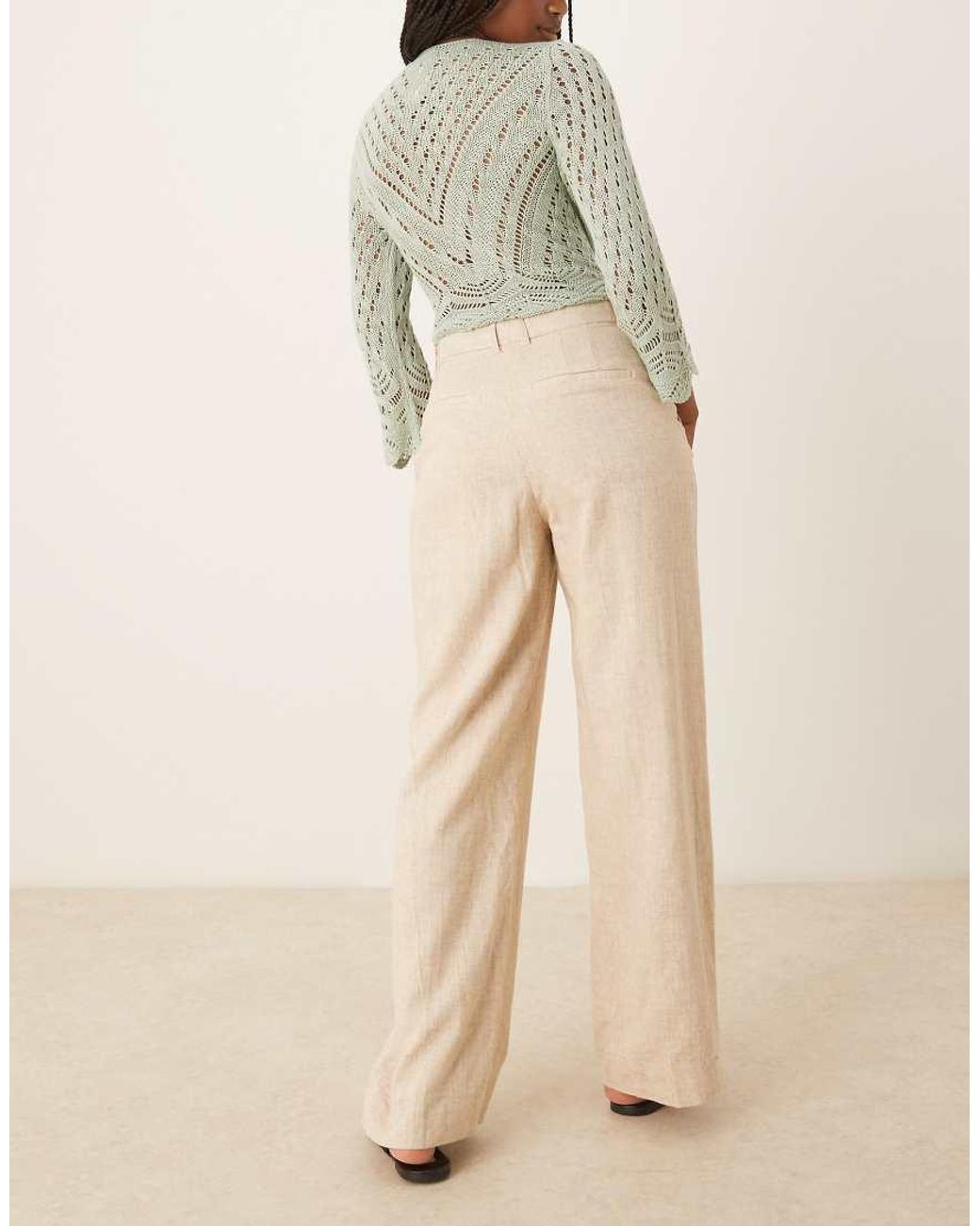 Abercrombie & Fitch Natural Curve Love Linen High Rise Tailored Trousers