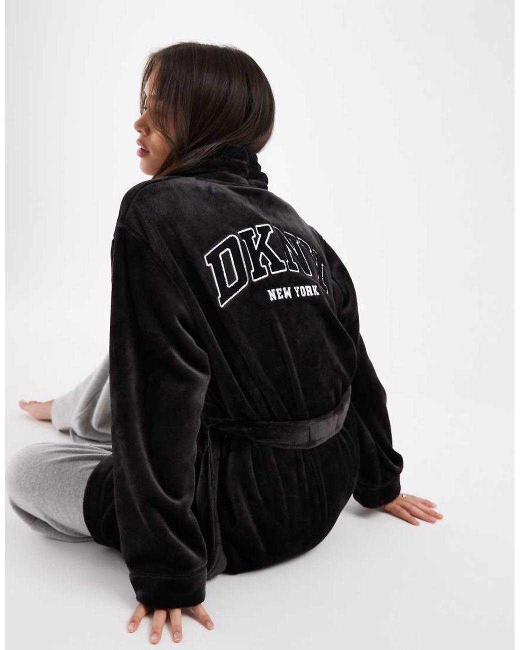 DKNY Black Folded Short Robe
